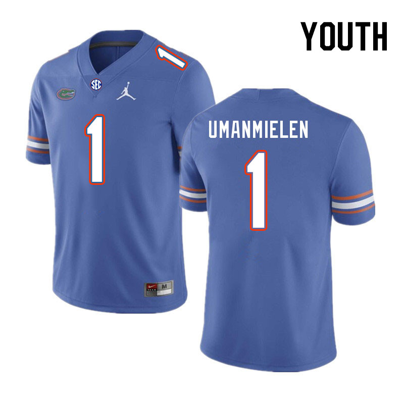 Youth #1 Princely Umanmielen Florida Gators College Football Jerseys Stitched Sale-Royal